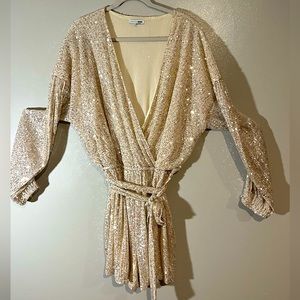 *** PLUS SIZE *** Champagne/Silver sequence romper